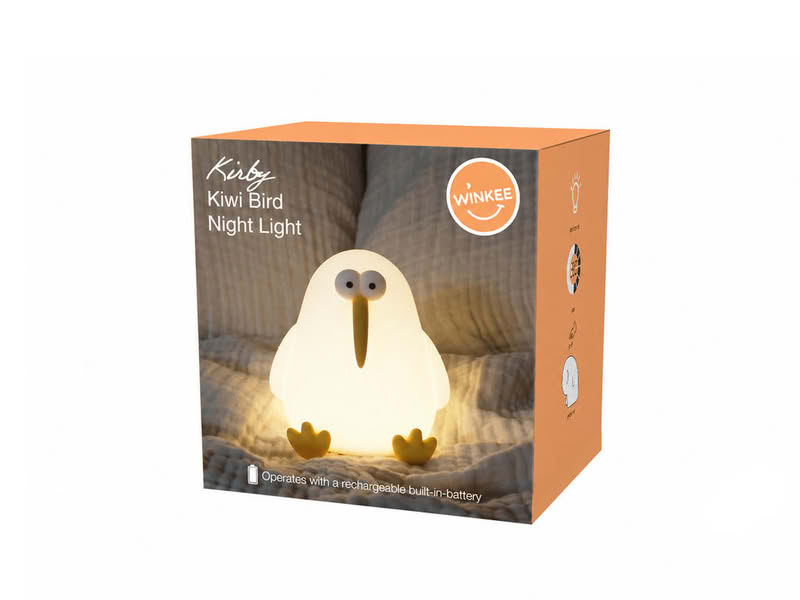 Luce notturna morbida in silicone ricaricabile con cavo incluso a forma di uccello kiwi, con controllo touch, luce calda a diverse intensità e funzione timer